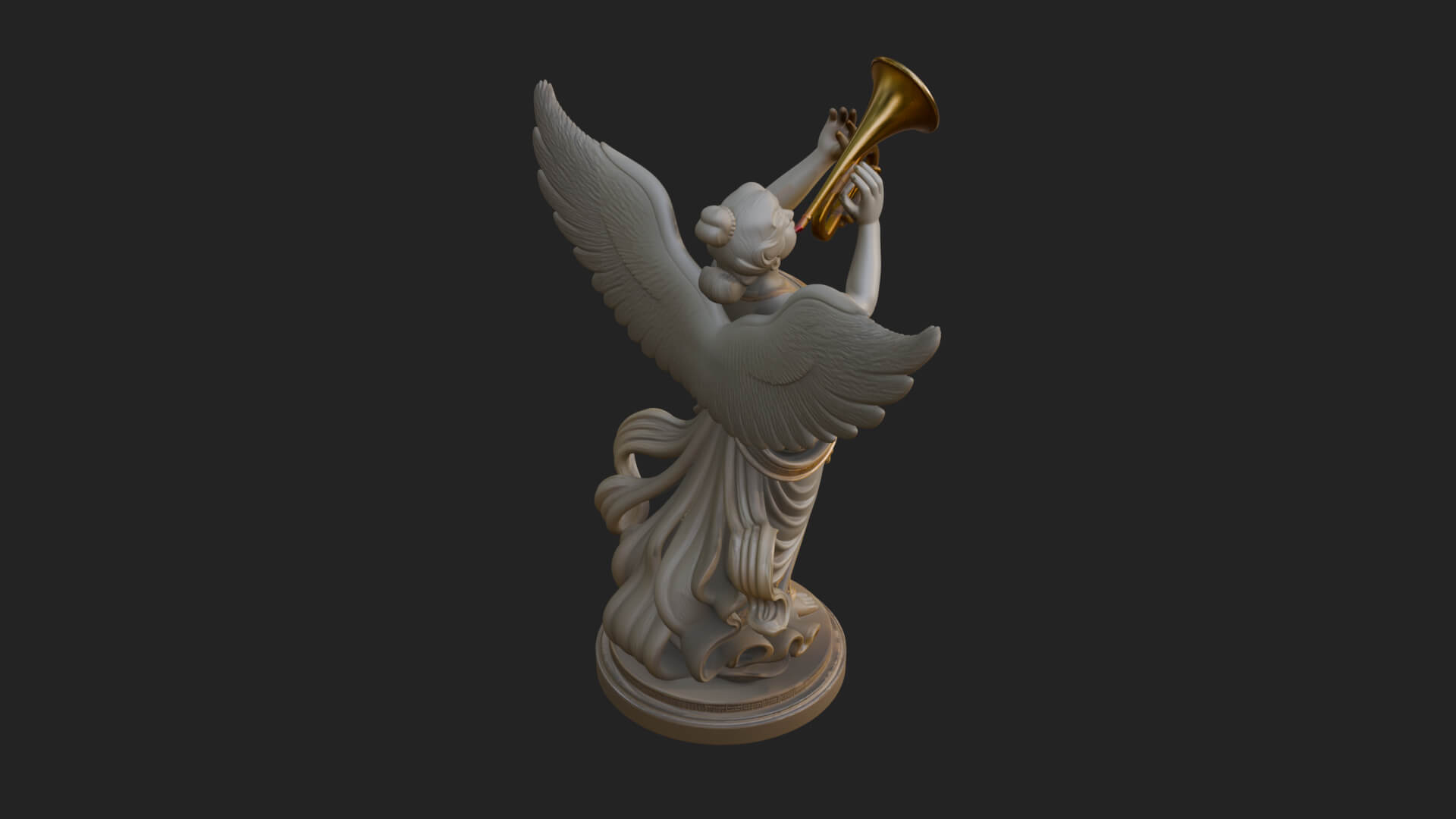 Trumpeting Angel Statue Design 2 3D Print Model 3D Model