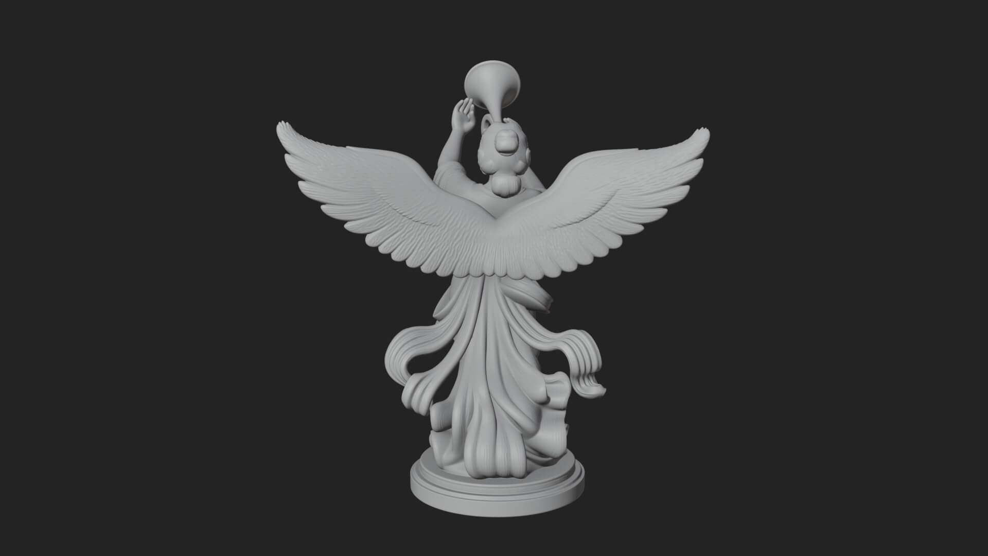 Trumpeting Angel Statue Design 2 3D Print Model 3D Model