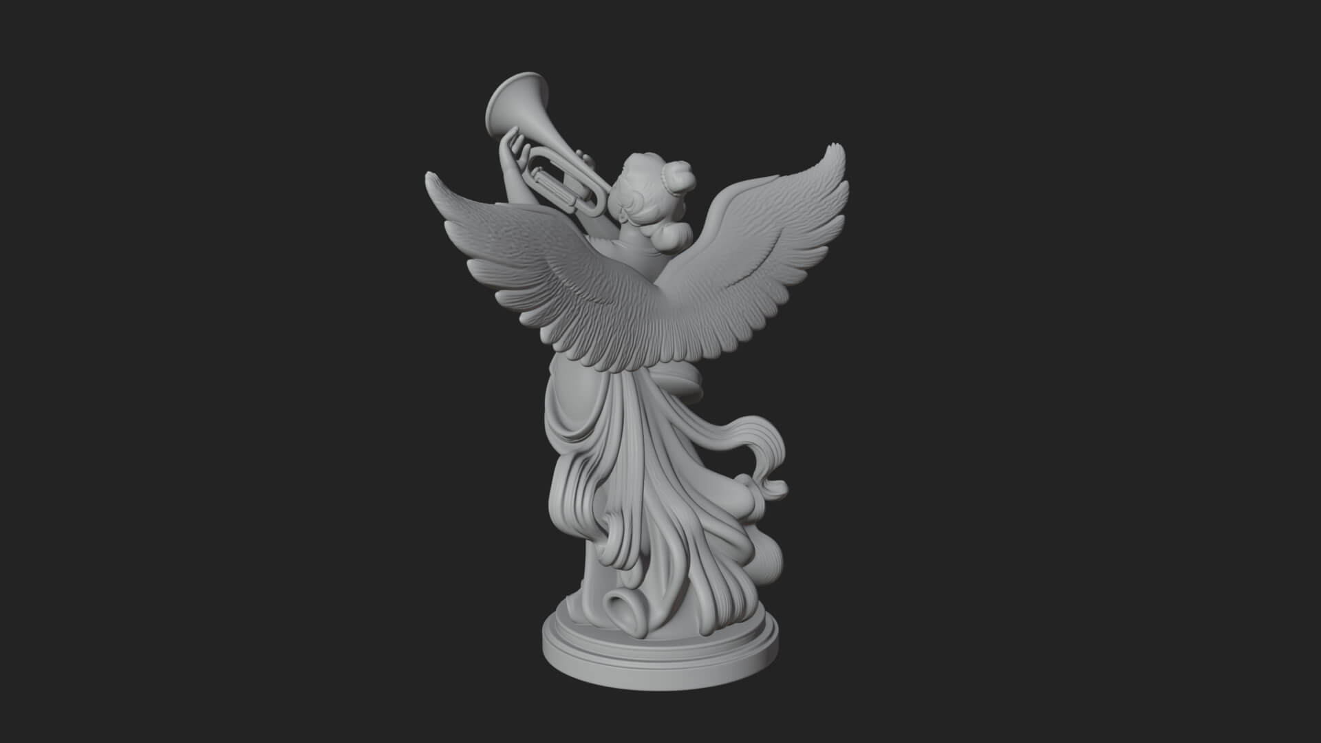 Trumpeting Angel Statue Design 2 3D Print Model 3D Model
