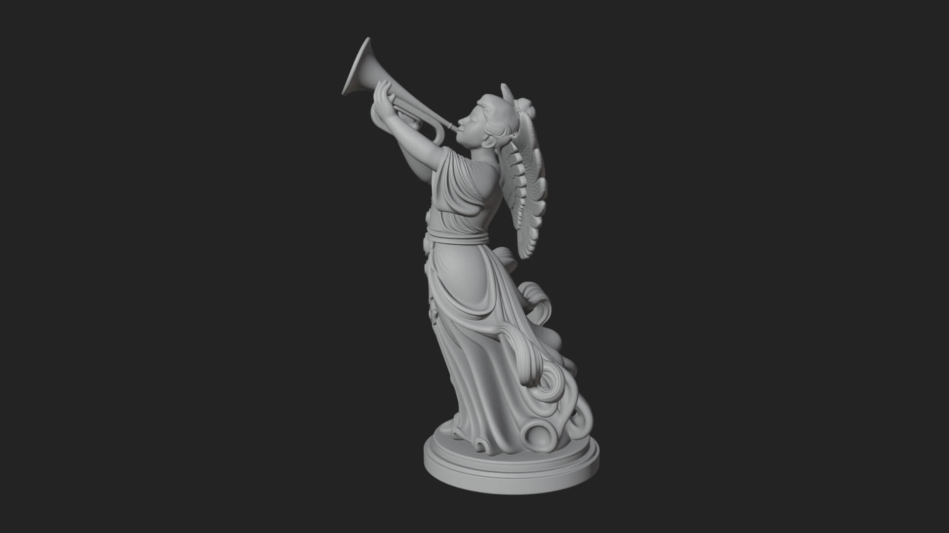 Trumpeting Angel Statue Design 2 3D Print Model 3D Model