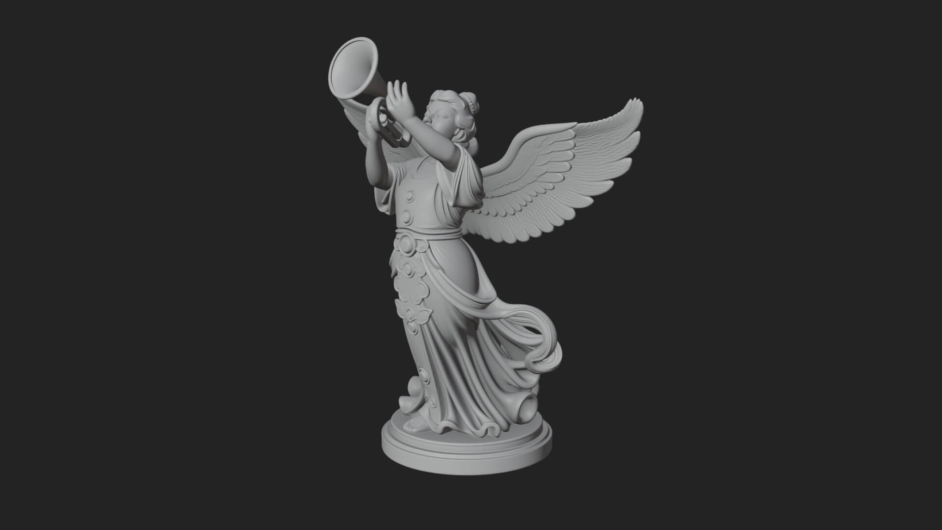 Trumpeting Angel Statue Design 2 3D Print Model 3D Model