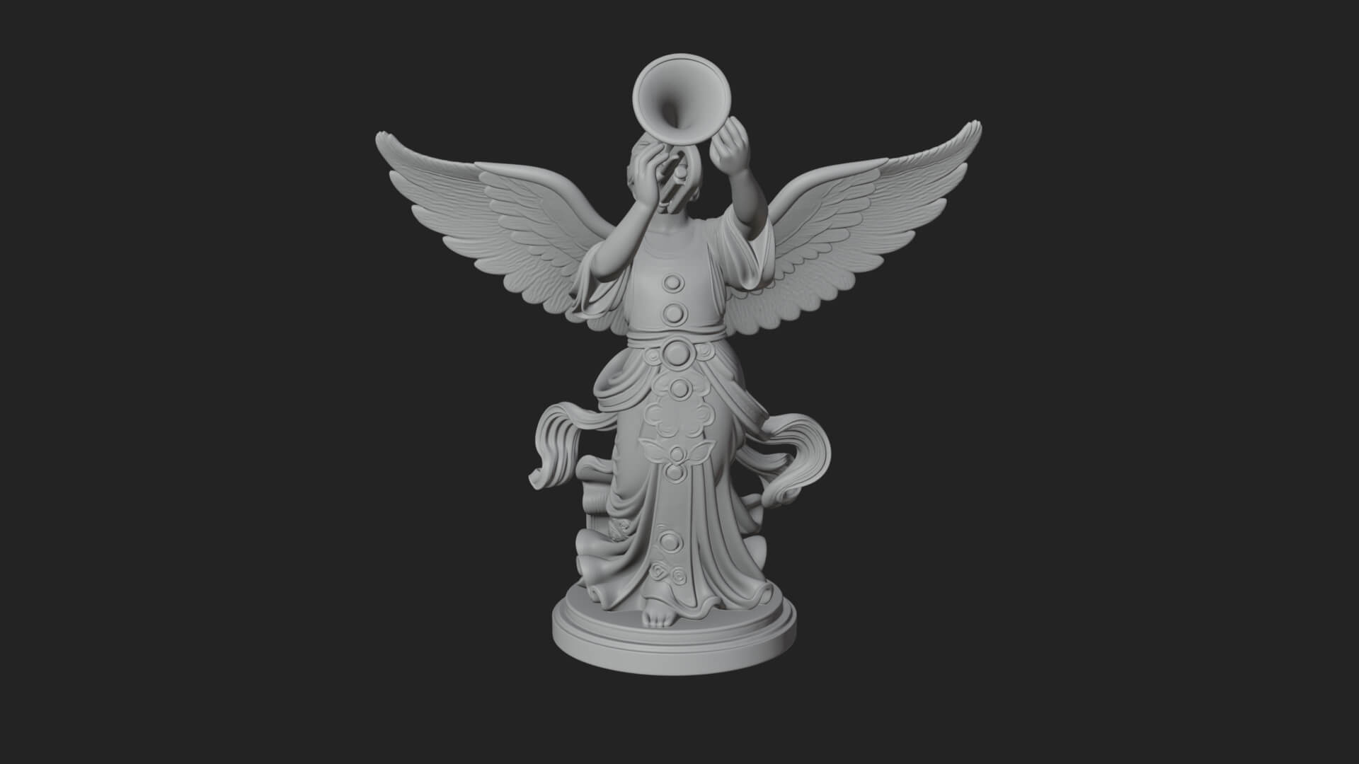 Trumpeting Angel Statue Design 2 3D Print Model 3D Model
