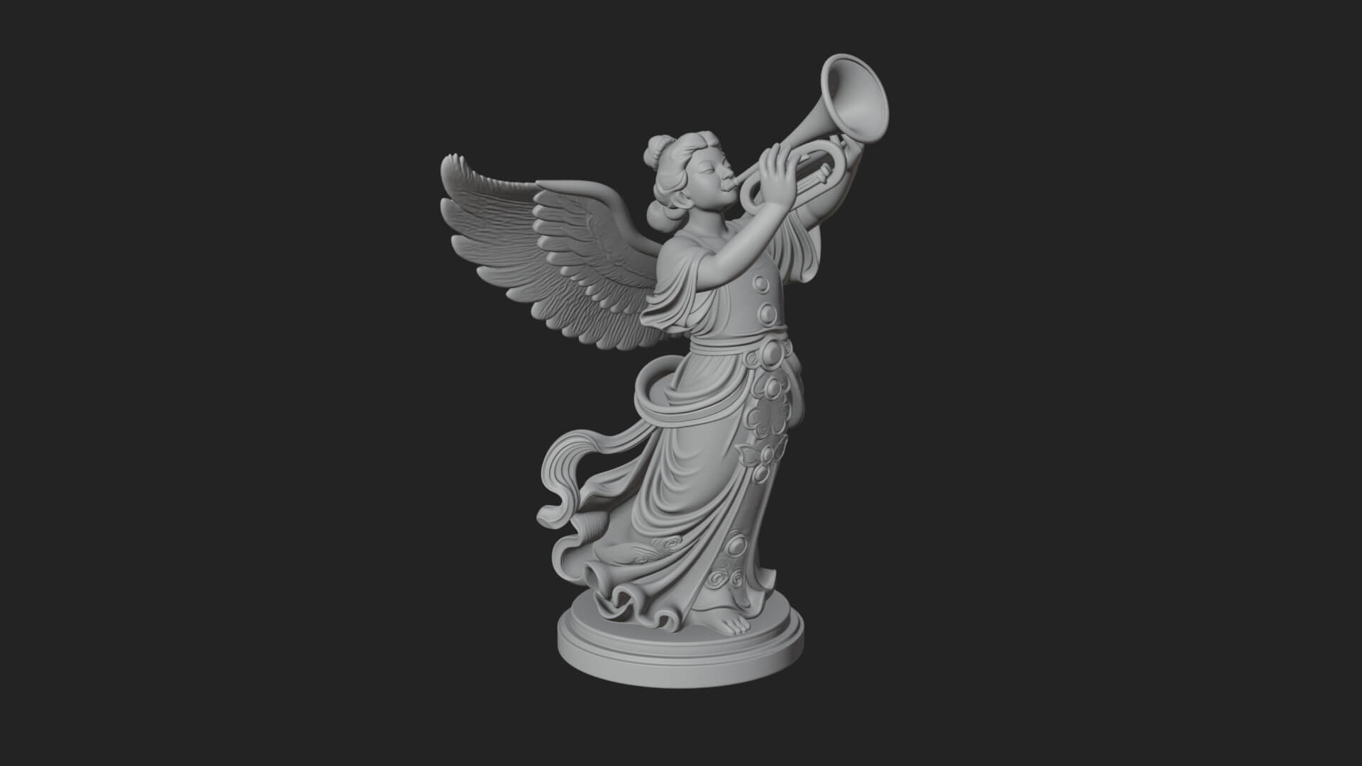 Trumpeting Angel Statue Design 2 3D Print Model 3D Model