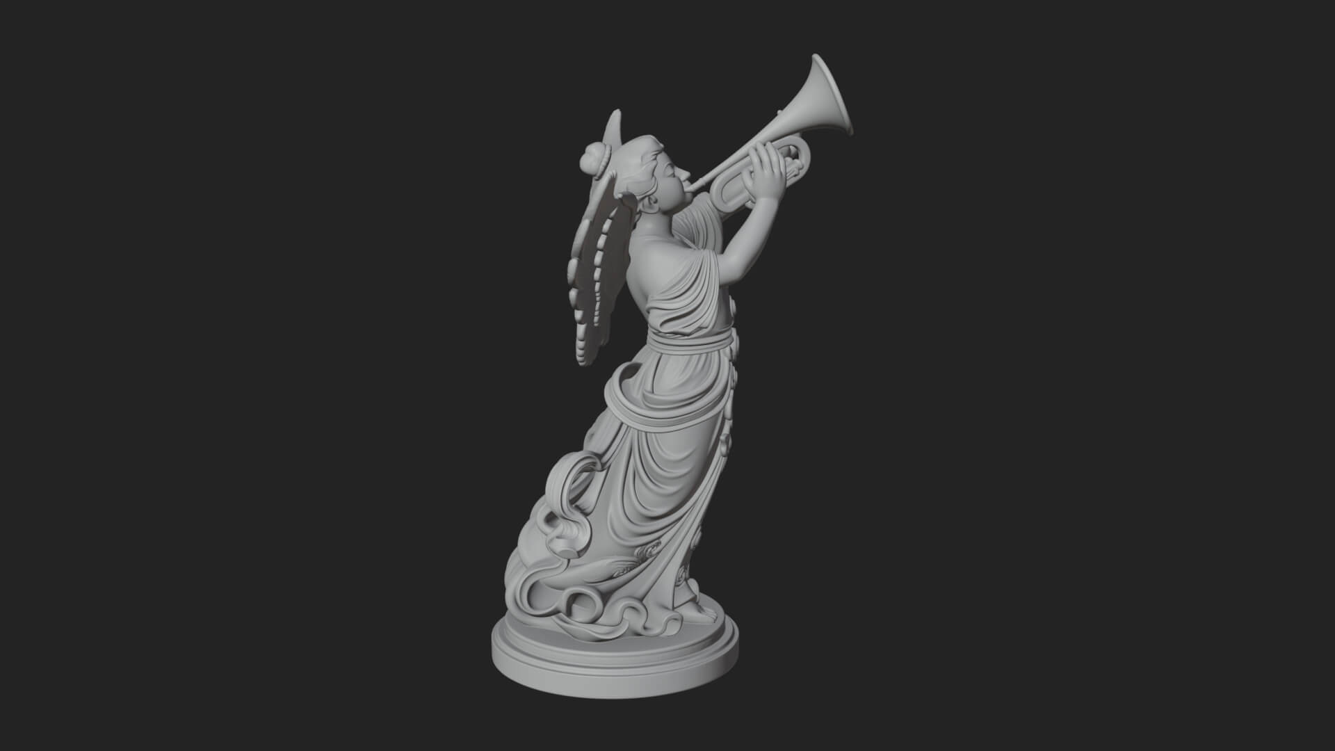 Trumpeting Angel Statue Design 2 3D Print Model 3D Model