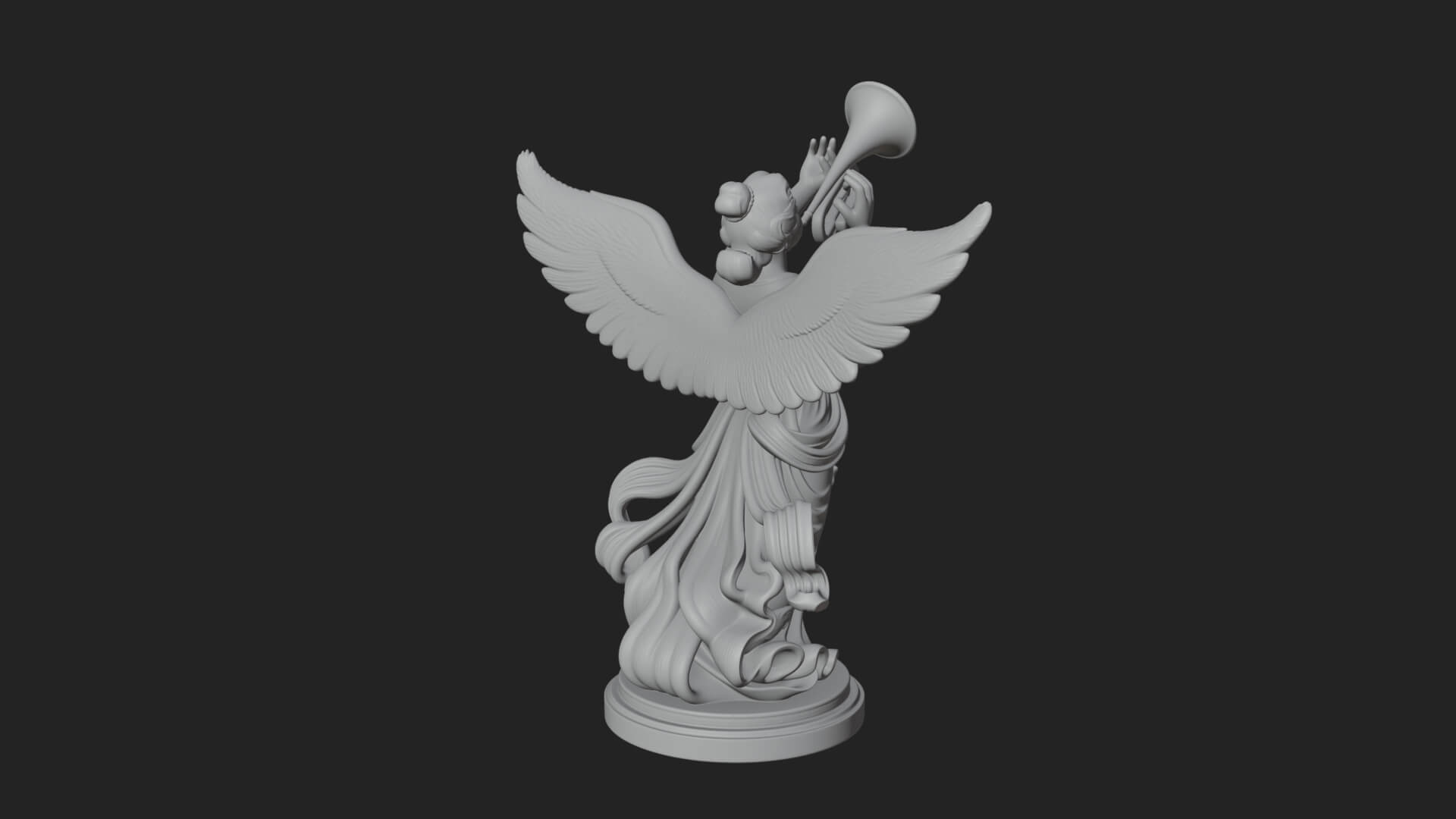 Trumpeting Angel Statue Design 2 3D Print Model 3D Model