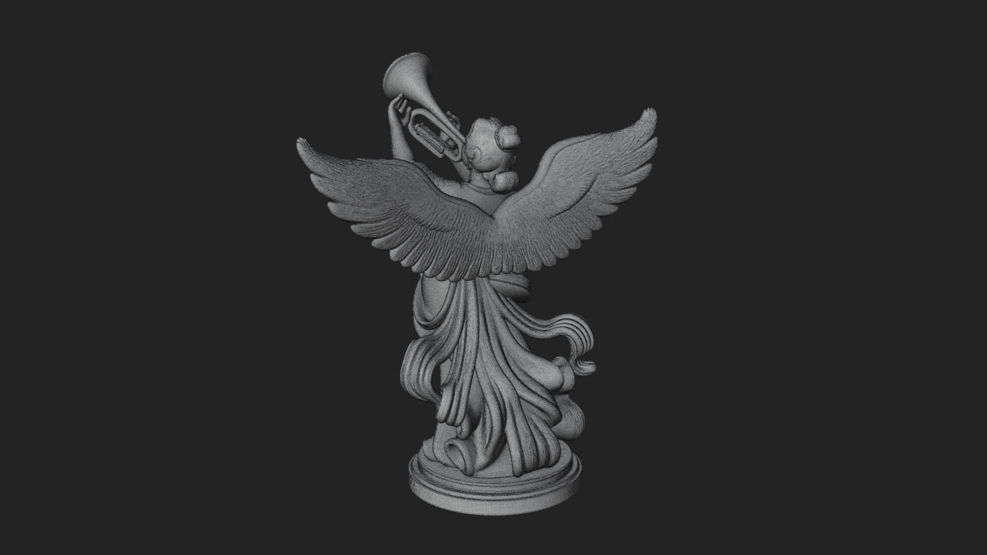 Trumpeting Angel Statue Design 2 3D Print Model 3D Model