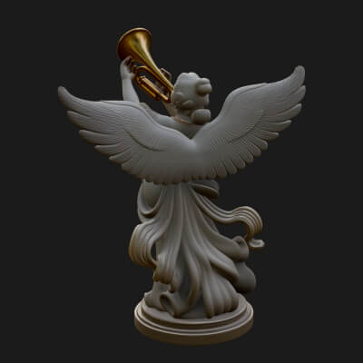 Trumpeting Angel Statue Design 2 3D Print Model