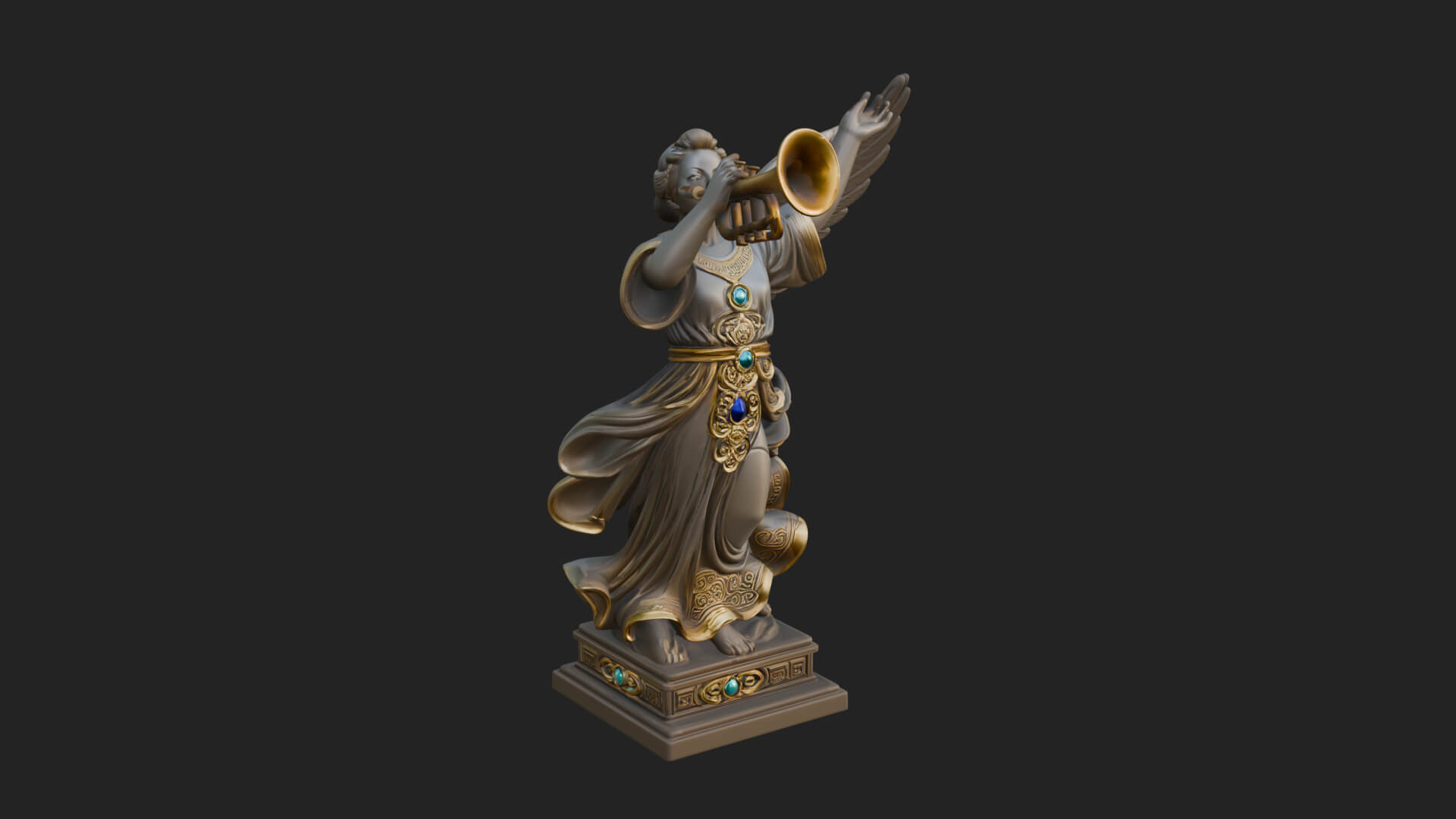 Trumpeting Angel Statue Design 3 3D Print Model 3D Model