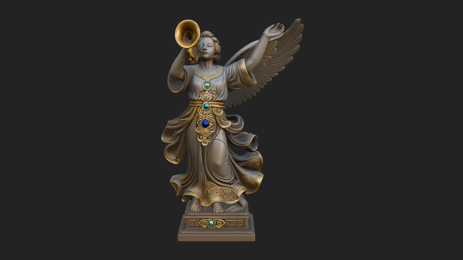 Trumpeting Angel Statue Design 3 3D Print Model 3D Model