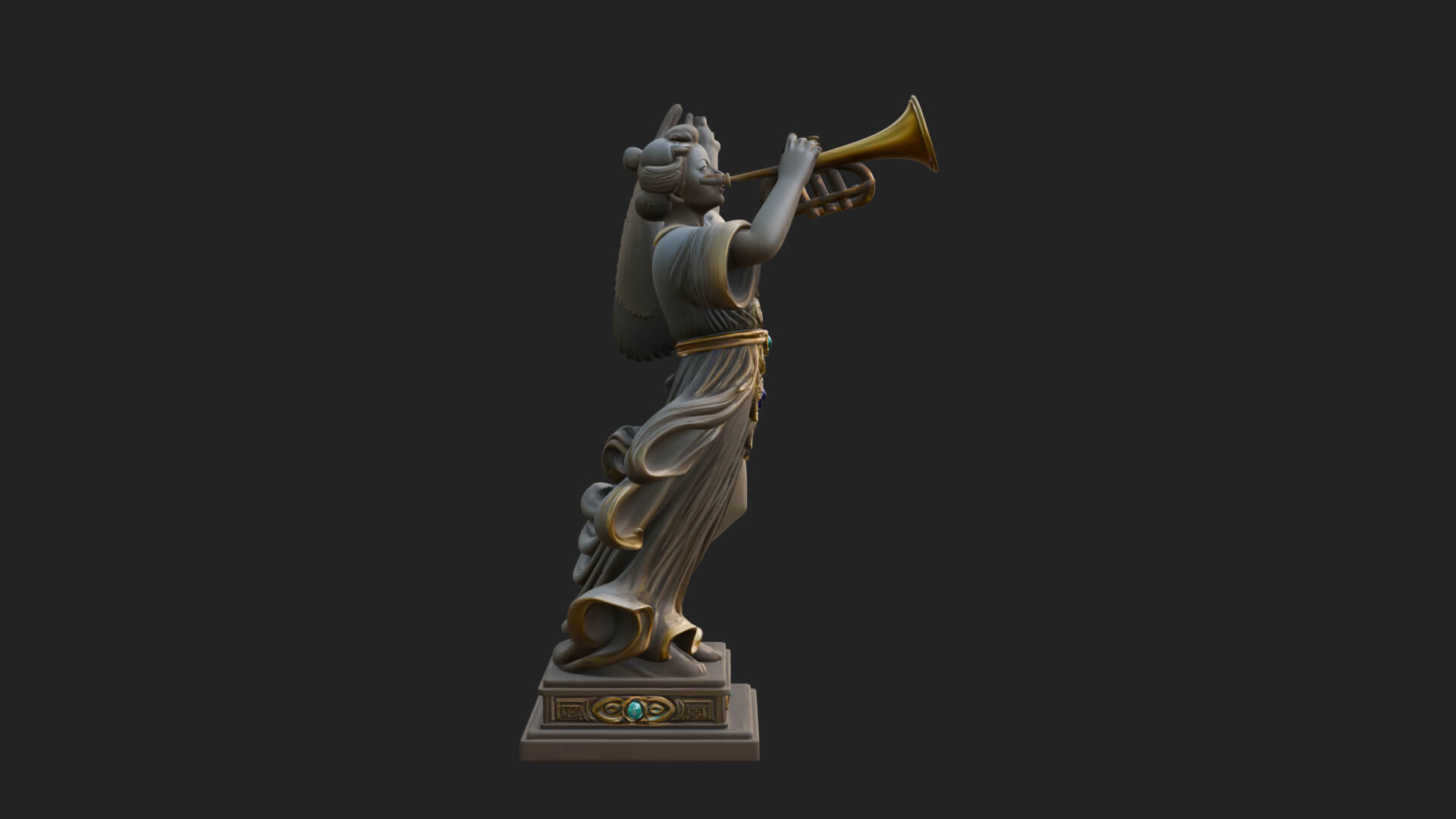 Trumpeting Angel Statue Design 3 3D Print Model 3D Model