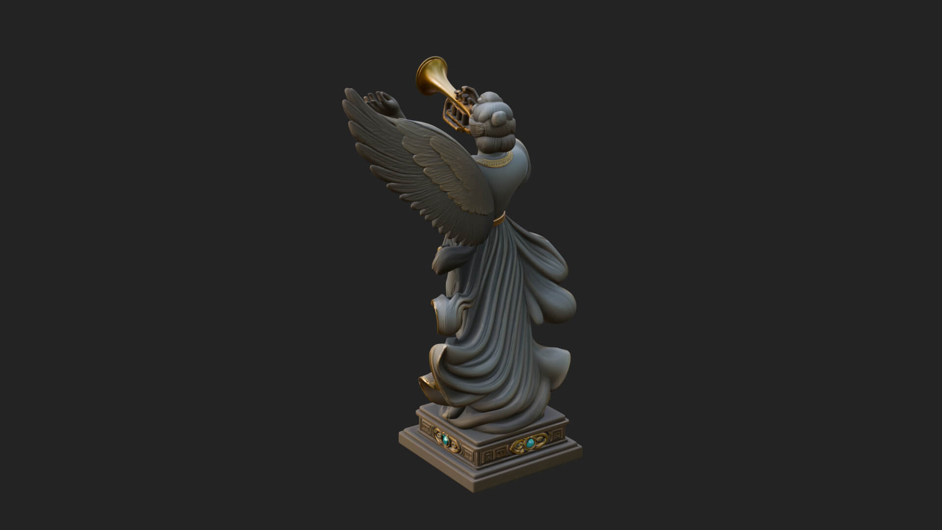 Trumpeting Angel Statue Design 3 3D Print Model 3D Model