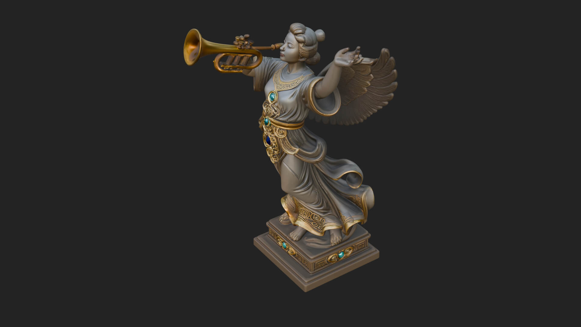 Trumpeting Angel Statue Design 3 3D Print Model 3D Model