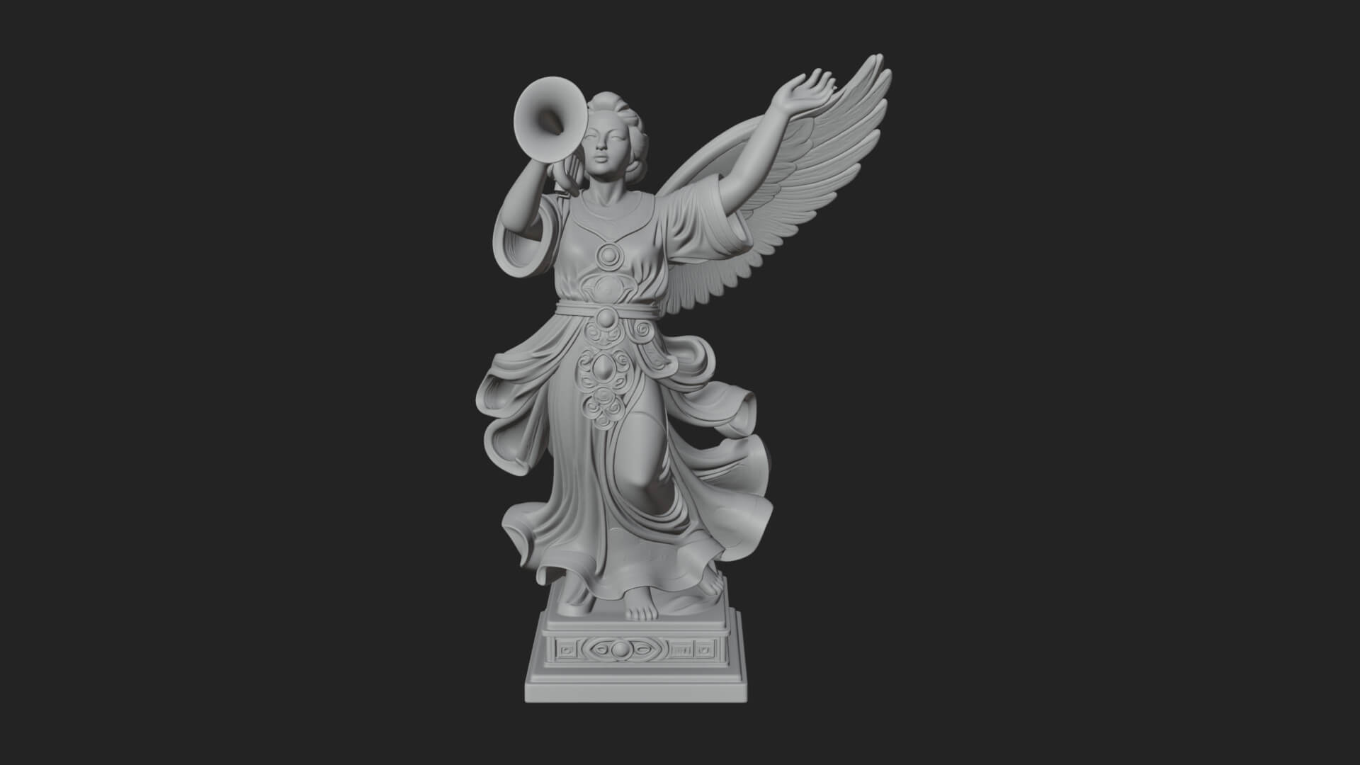 Trumpeting Angel Statue Design 3 3D Print Model 3D Model