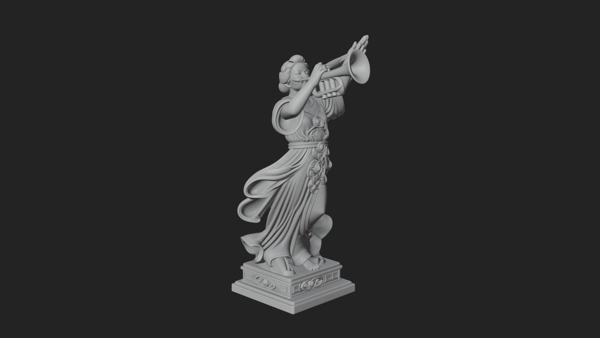 Trumpeting Angel Statue Design 3 3D Print Model 3D Model