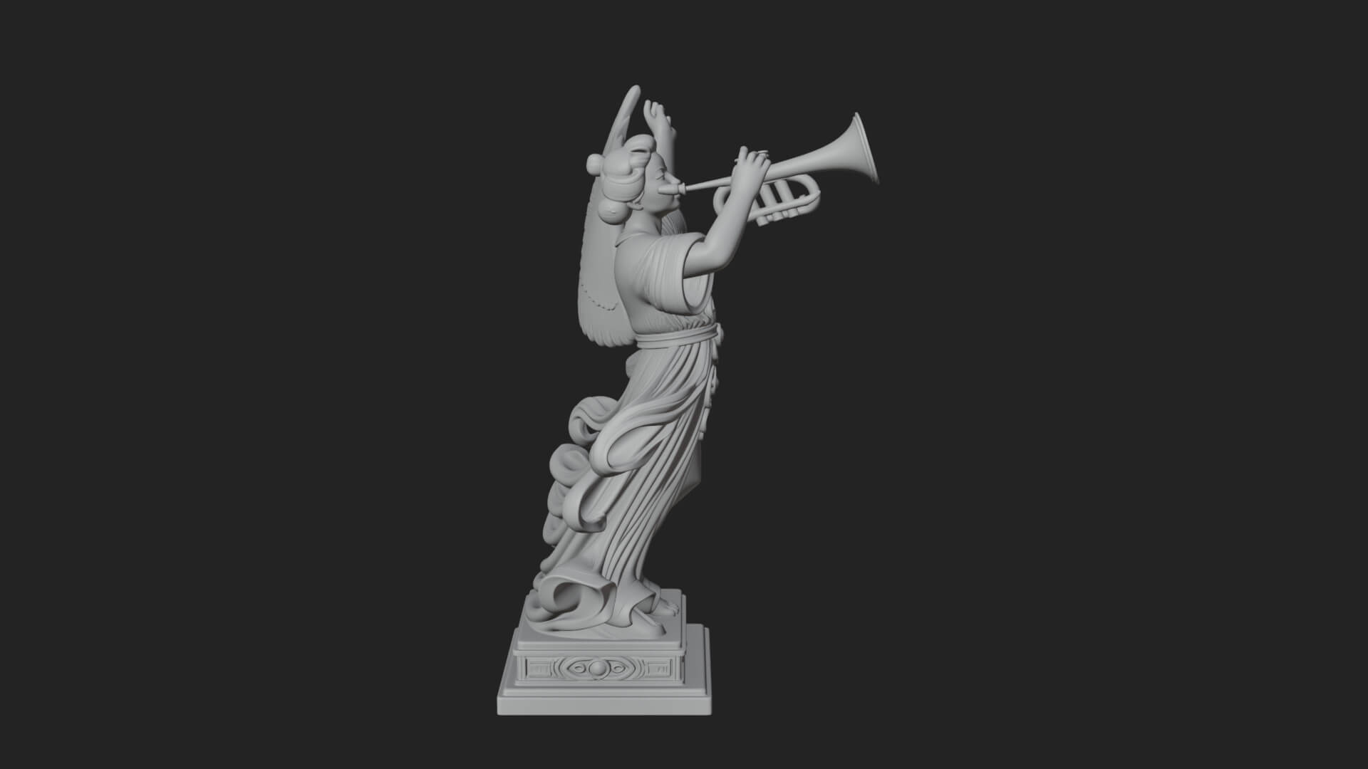 Trumpeting Angel Statue Design 3 3D Print Model 3D Model