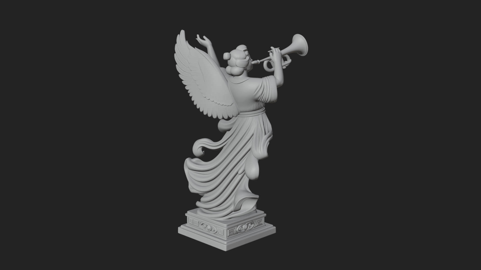 Trumpeting Angel Statue Design 3 3D Print Model 3D Model