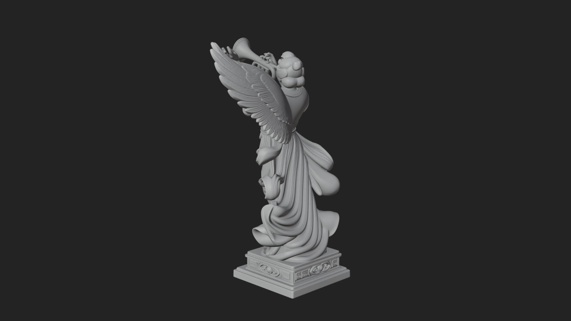 Trumpeting Angel Statue Design 3 3D Print Model 3D Model