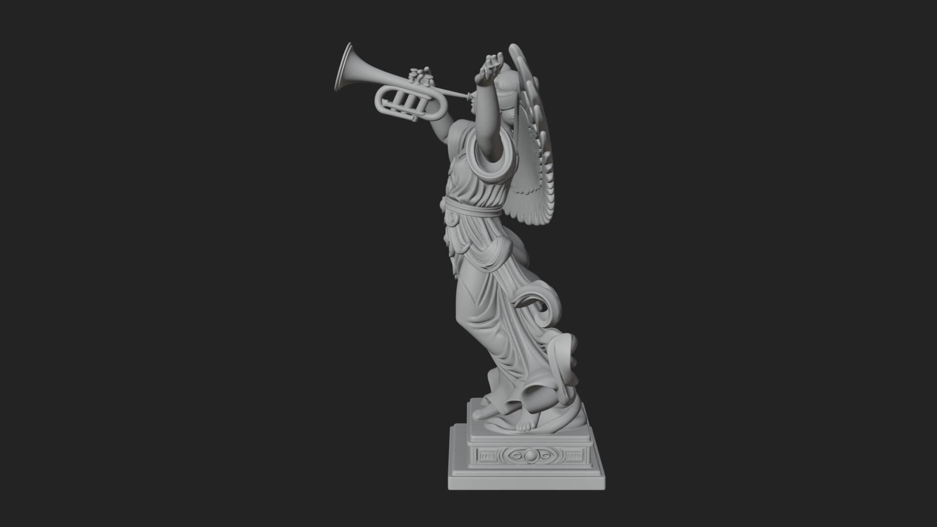 Trumpeting Angel Statue Design 3 3D Print Model 3D Model