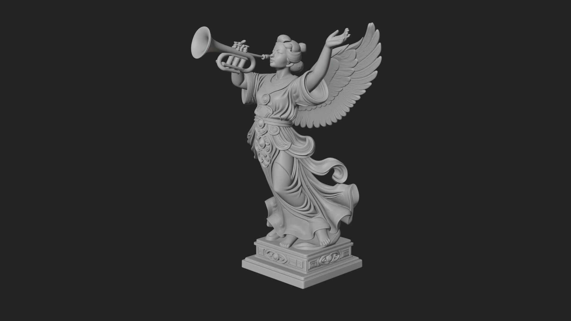Trumpeting Angel Statue Design 3 3D Print Model 3D Model