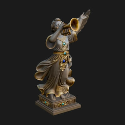 Trumpeting Angel Statue Design 3 3D Print Model