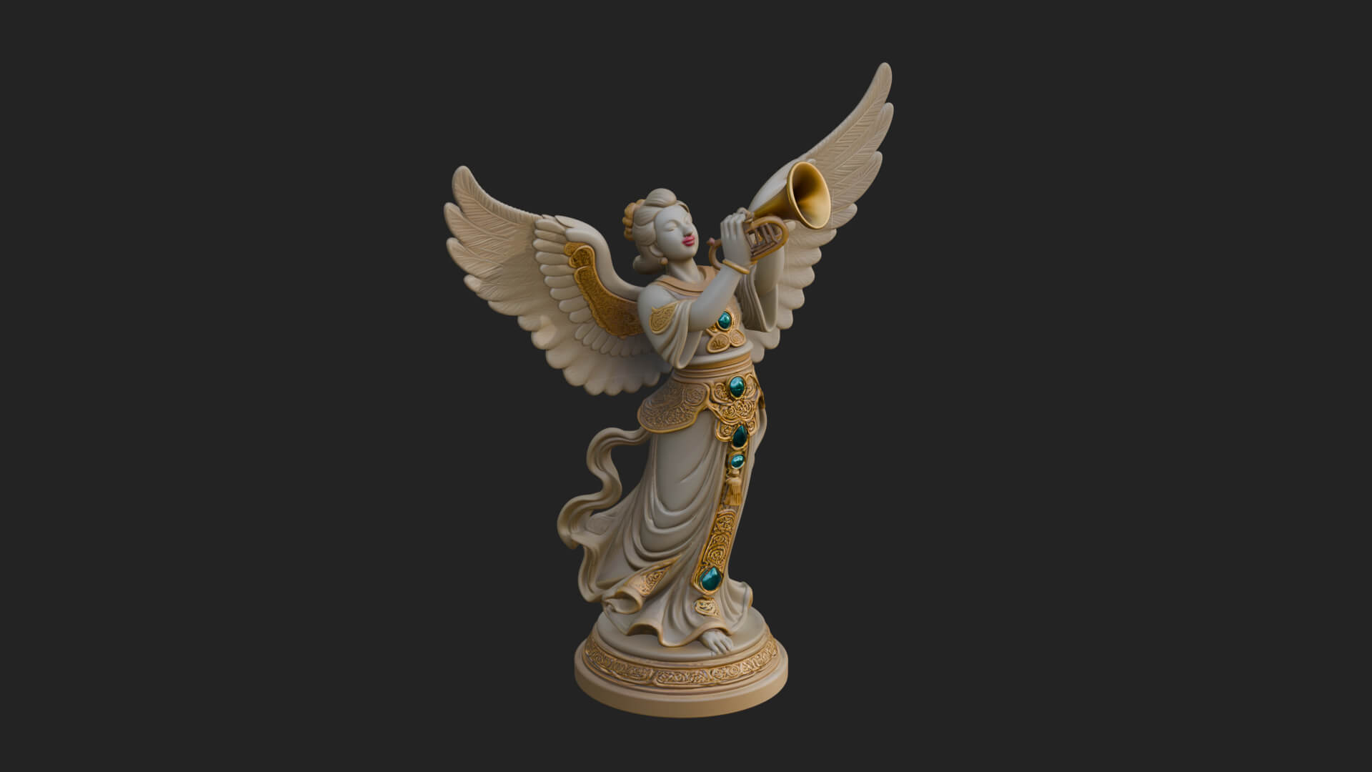 Trumpeting Angel Statue Design 4 3D Print Model 3D Model
