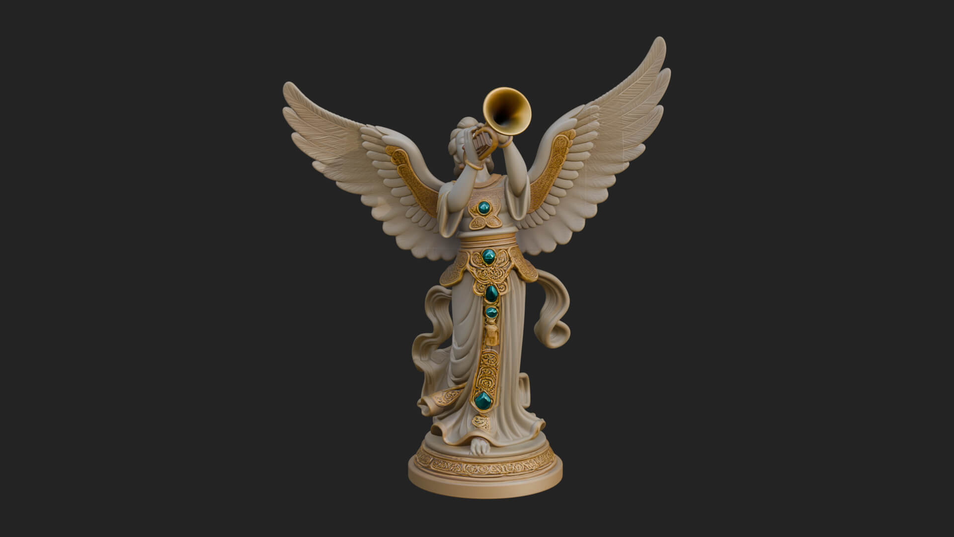 Trumpeting Angel Statue Design 4 3D Print Model 3D Model