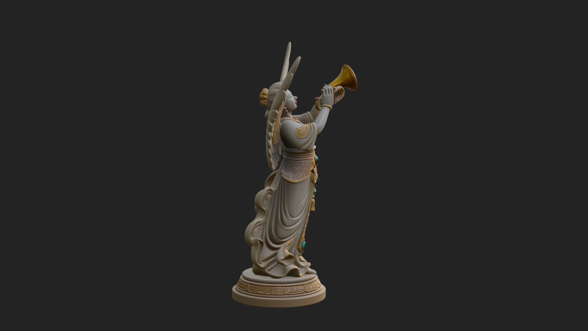 Trumpeting Angel Statue Design 4 3D Print Model 3D Model