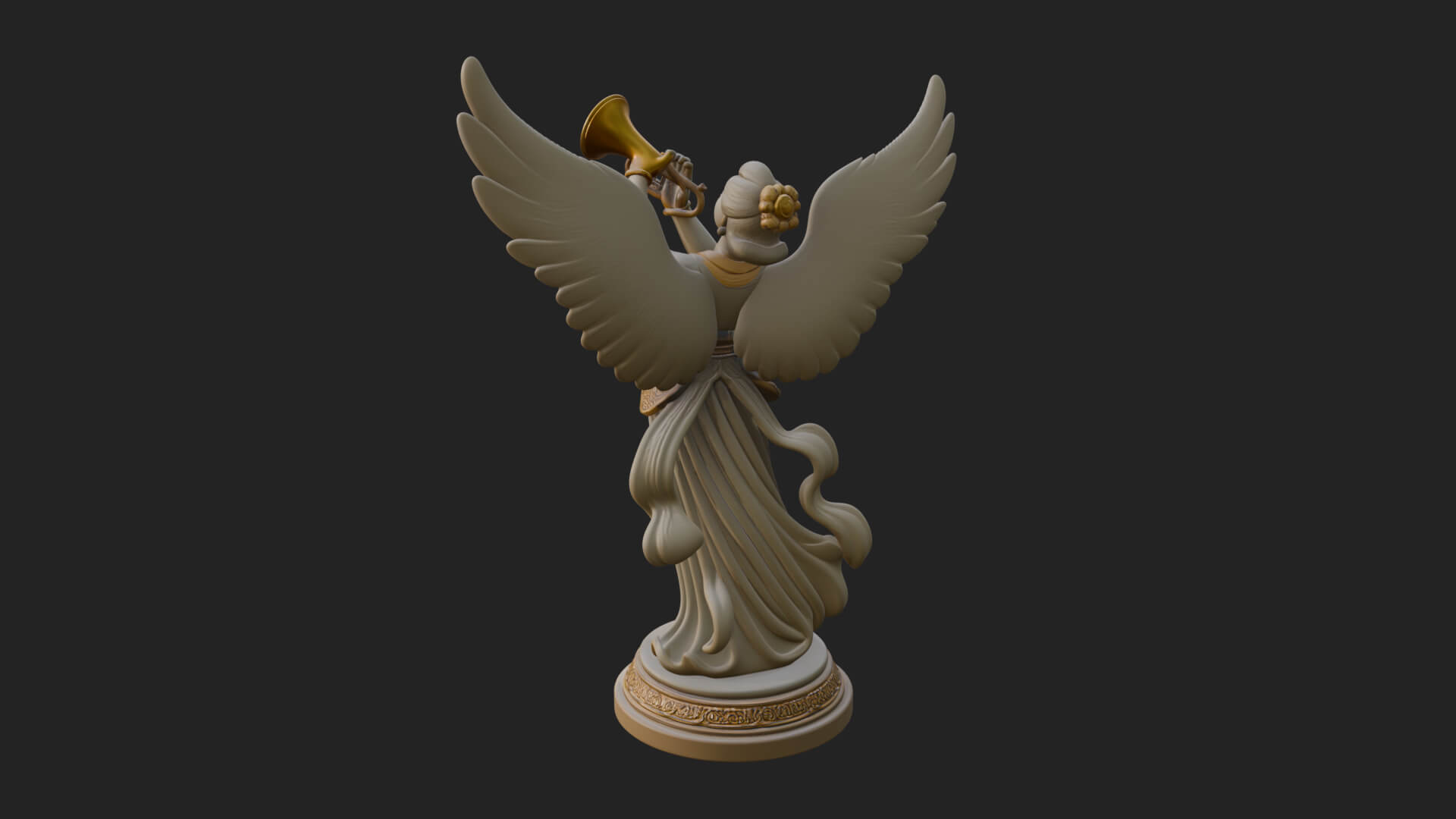 Trumpeting Angel Statue Design 4 3D Print Model 3D Model
