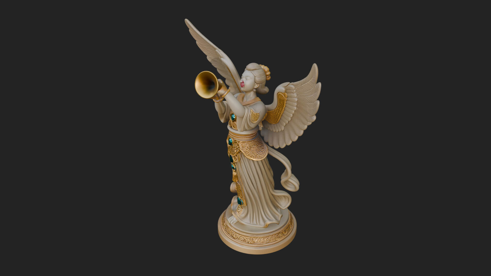Trumpeting Angel Statue Design 4 3D Print Model 3D Model