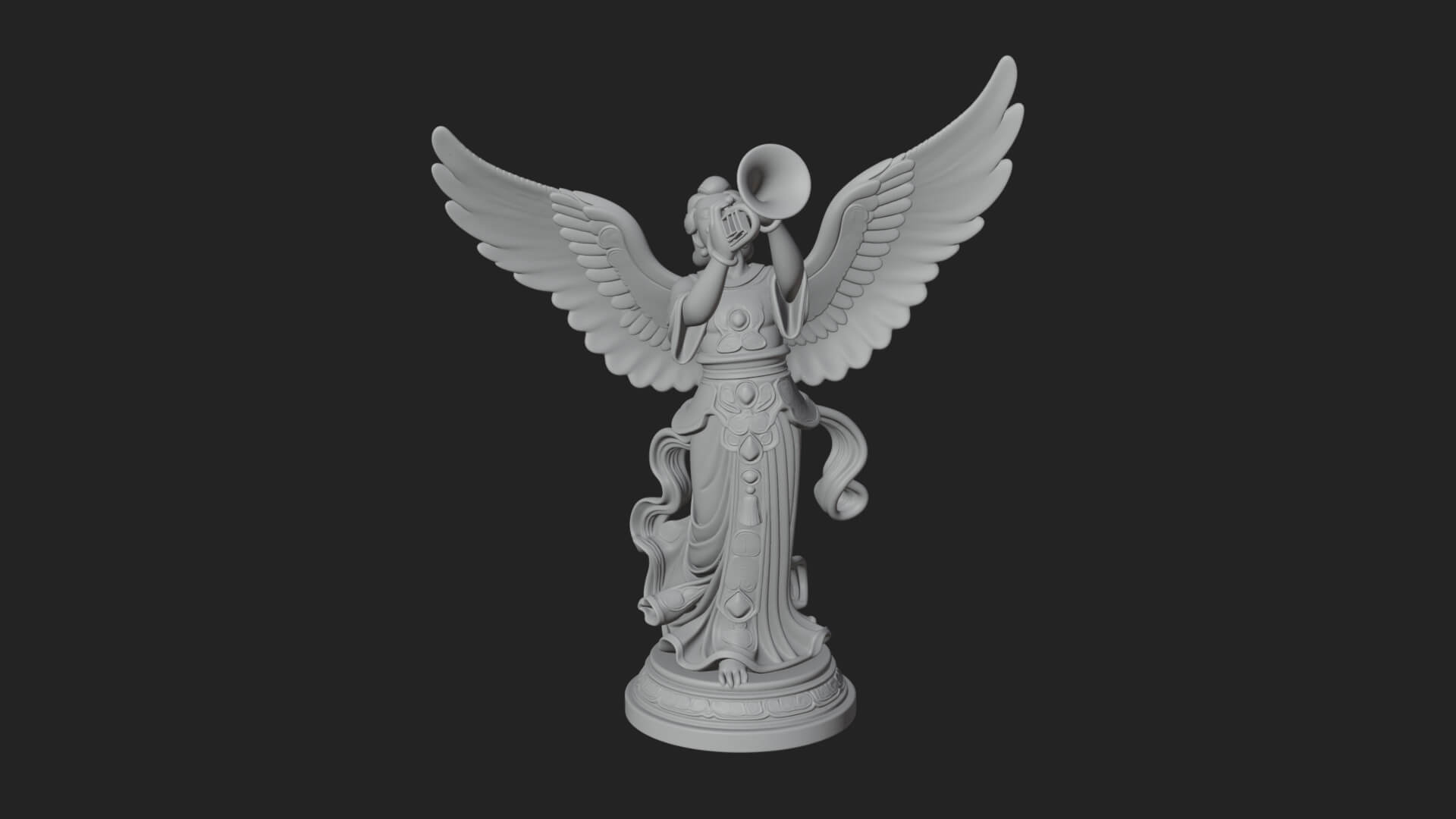 Trumpeting Angel Statue Design 4 3D Print Model 3D Model