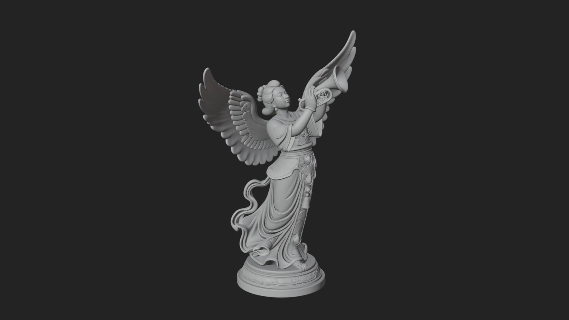 Trumpeting Angel Statue Design 4 3D Print Model 3D Model