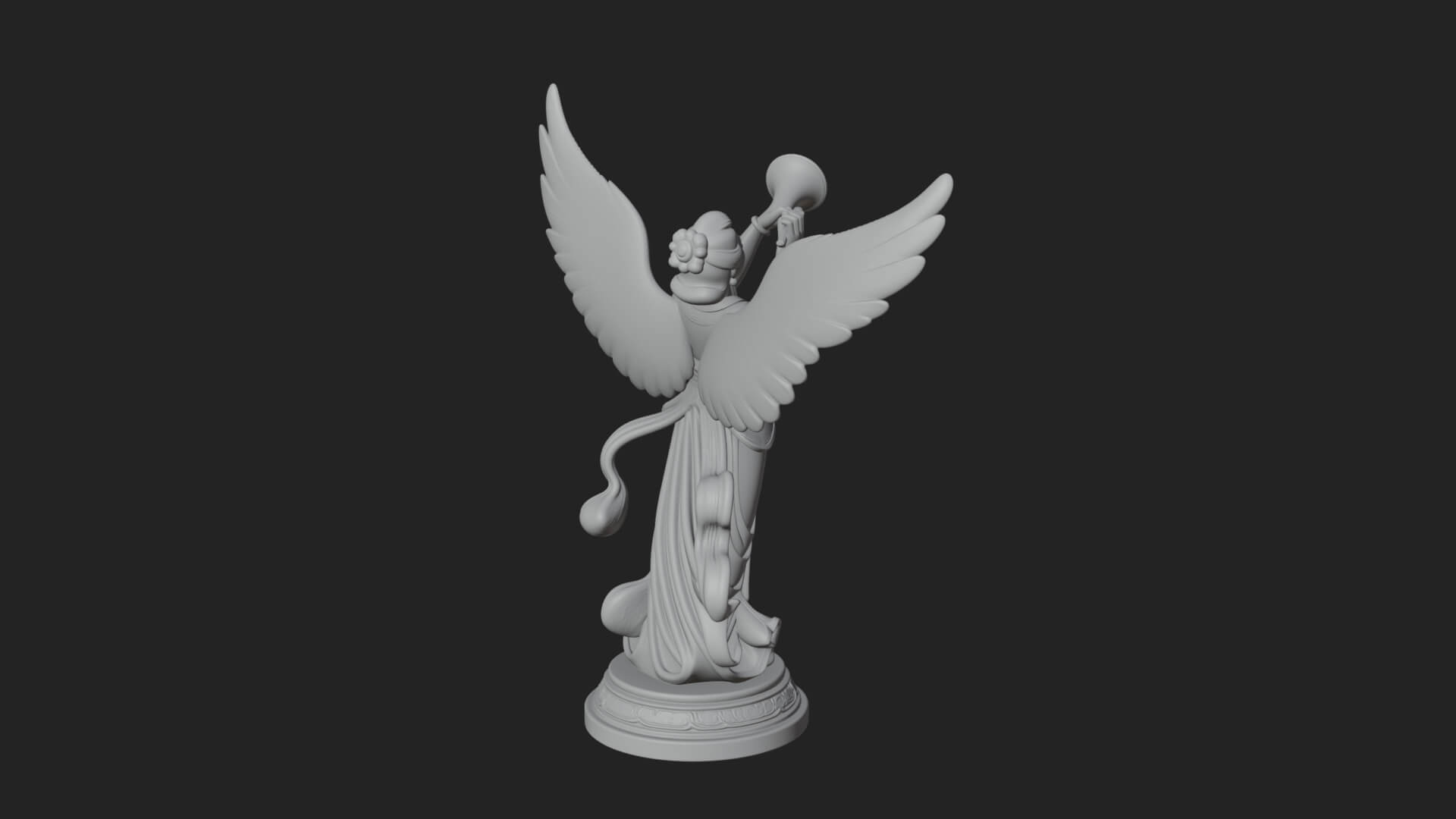 Trumpeting Angel Statue Design 4 3D Print Model 3D Model