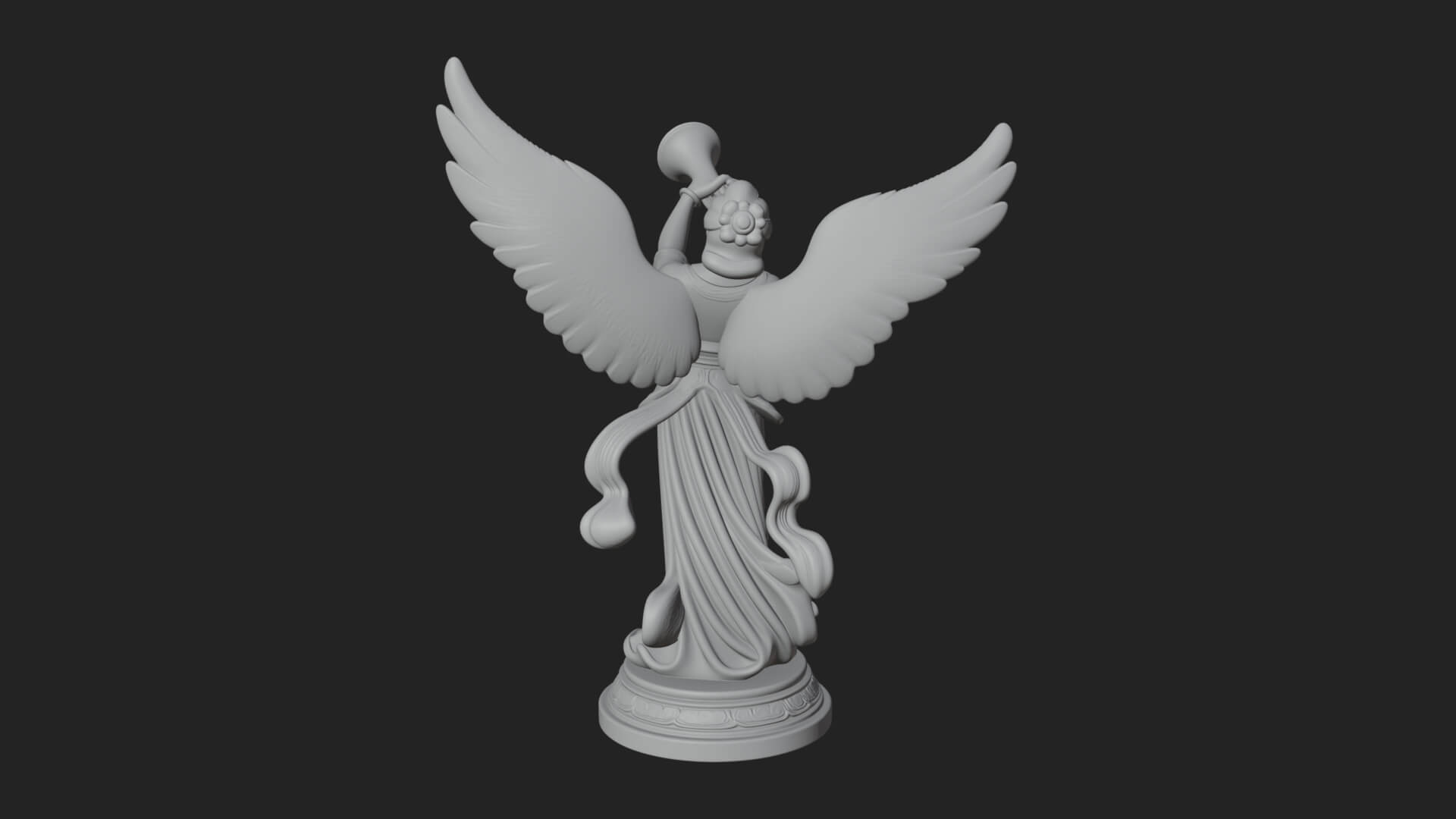 Trumpeting Angel Statue Design 4 3D Print Model 3D Model