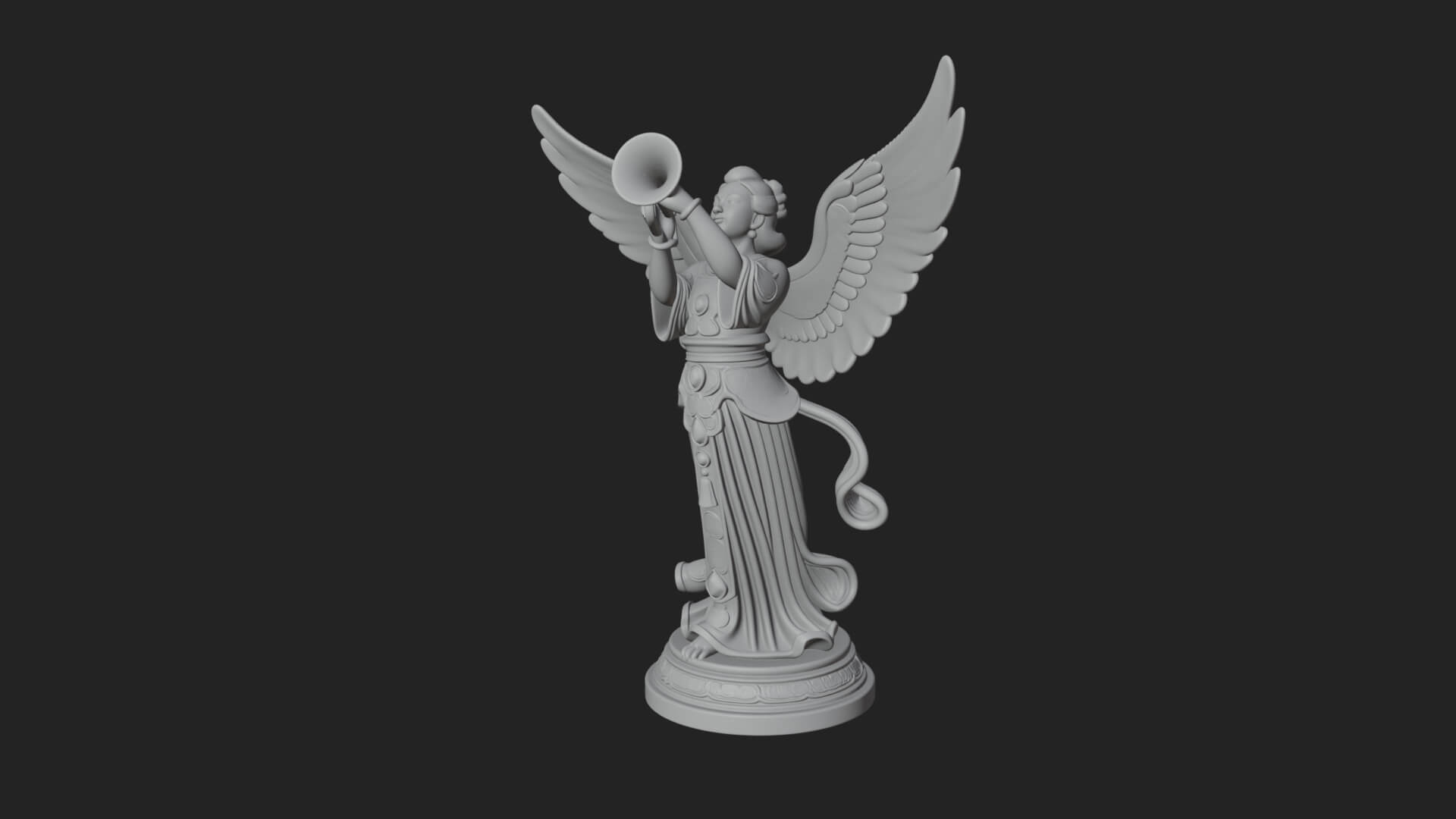 Trumpeting Angel Statue Design 4 3D Print Model 3D Model