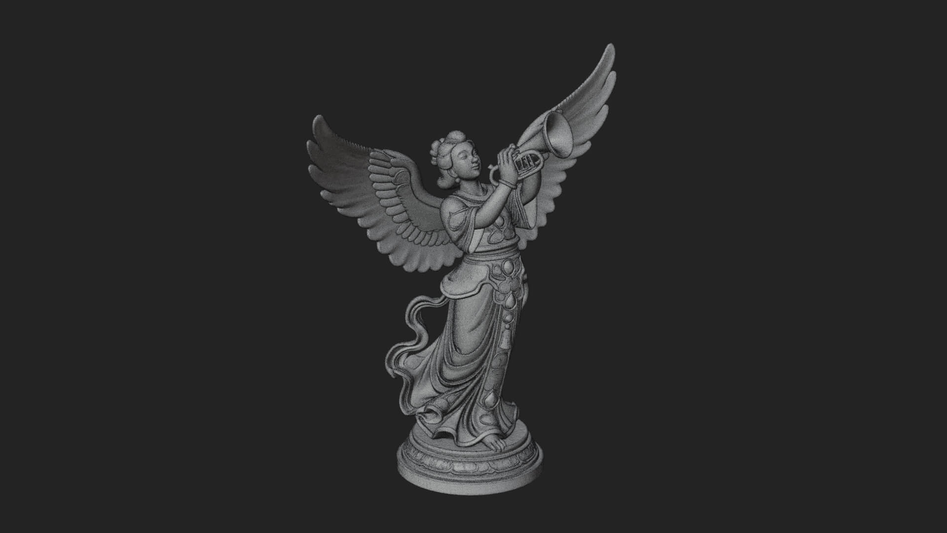 Trumpeting Angel Statue Design 4 3D Print Model 3D Model