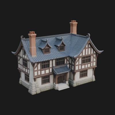 Tudor Timber House Design 1 3D Print Model