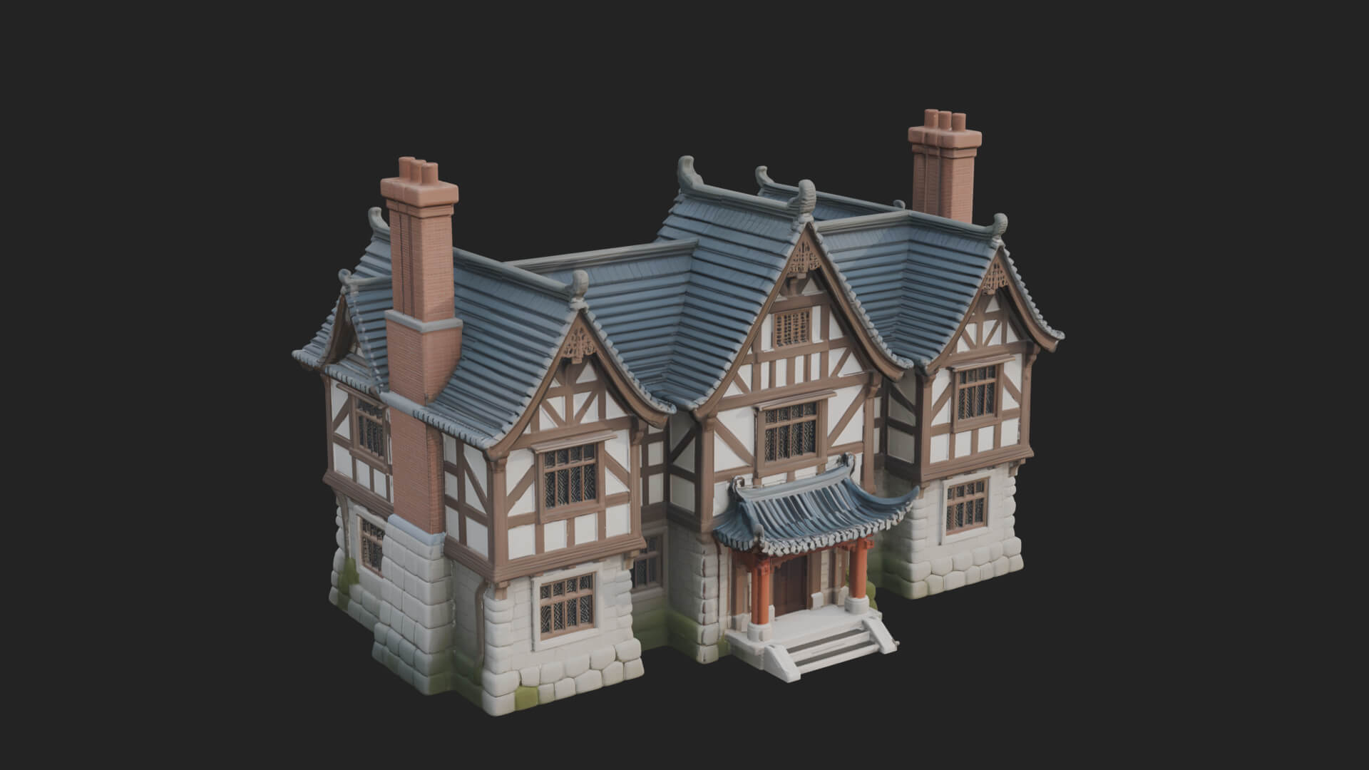 Tudor Timber House Design 4 3D Print Model 3D Model