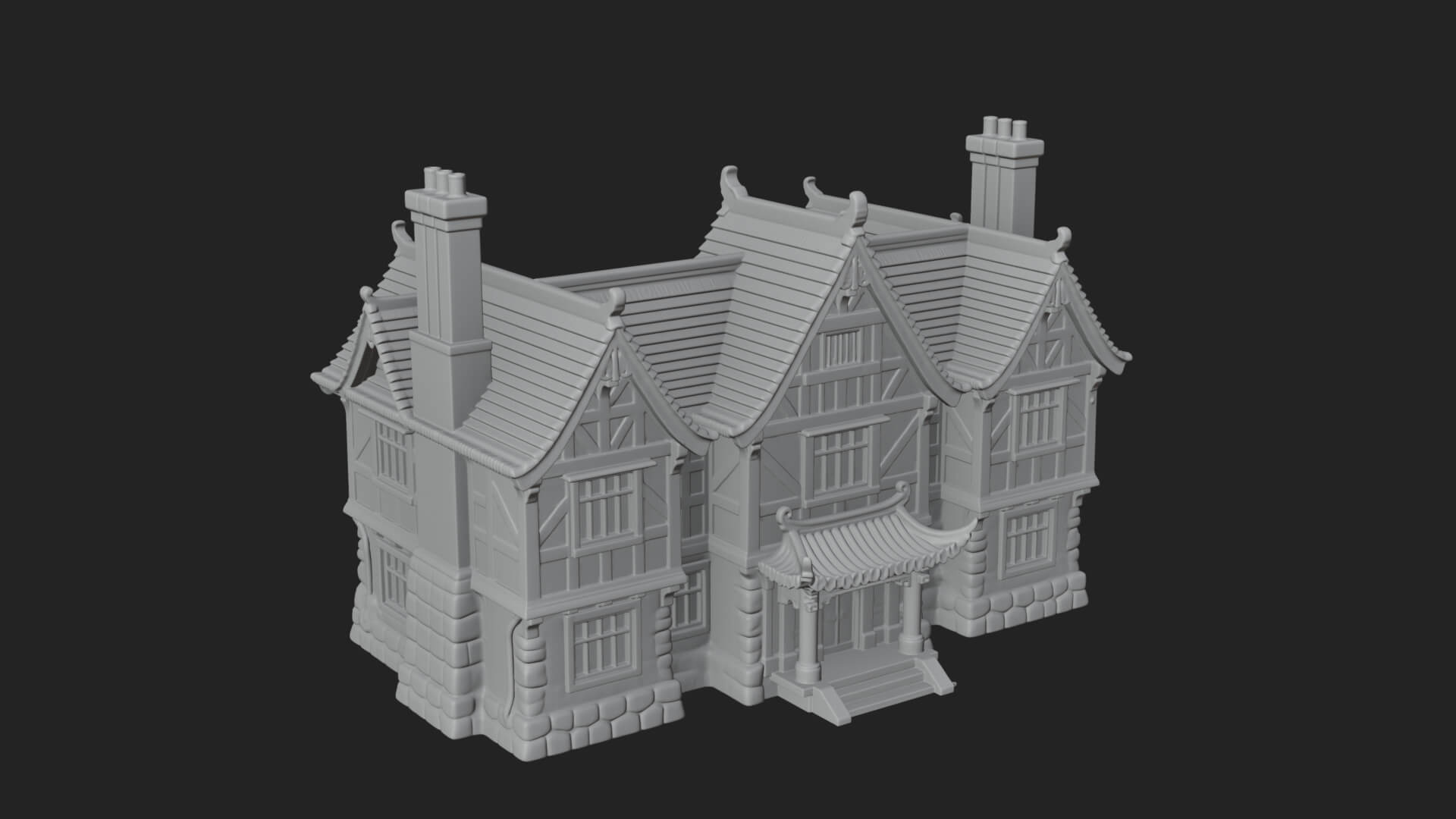 Tudor Timber House Design 4 3D Print Model 3D Model