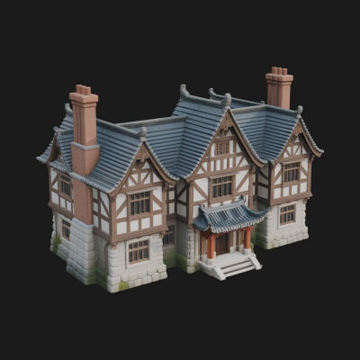 Tudor Timber House Design 4 3D Print Model