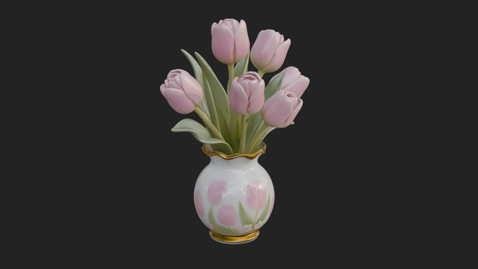 Tulip Bouquet Flower Vase Design 1 3D Print Model 3D Model
