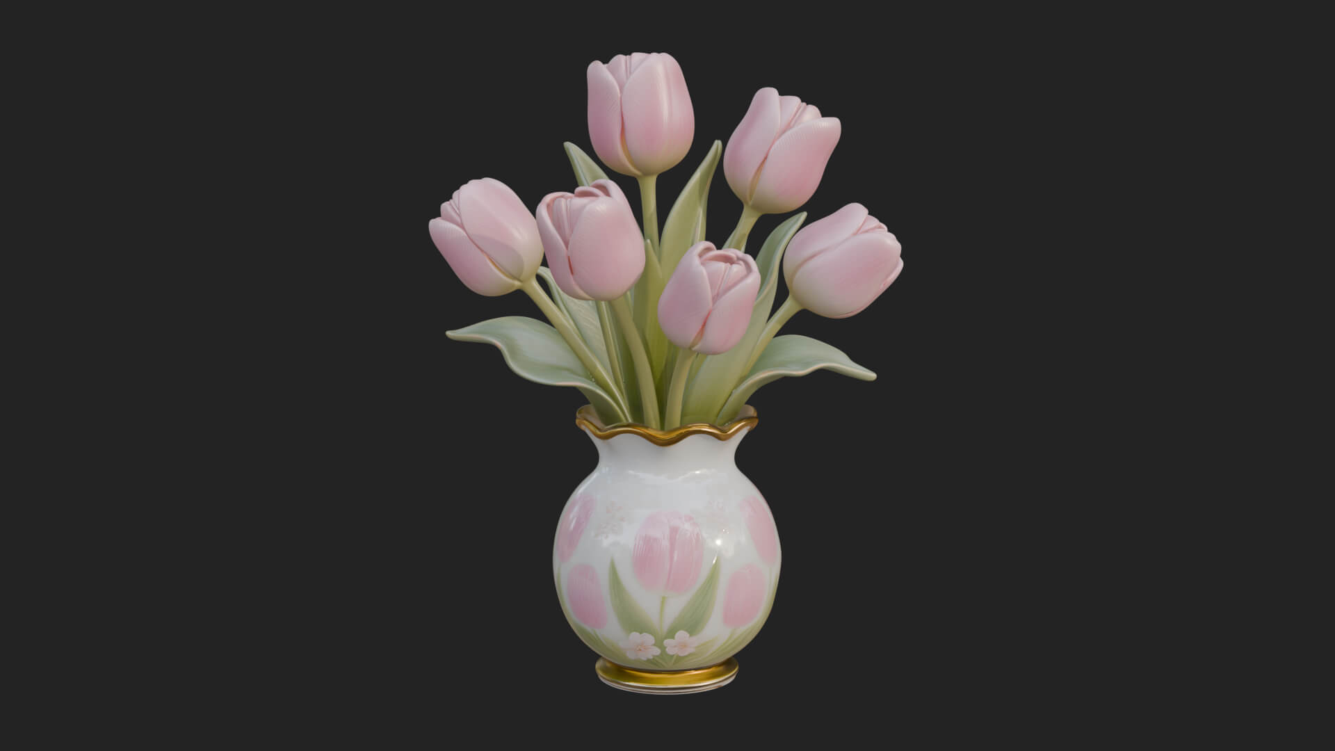 Tulip Bouquet Flower Vase Design 1 3D Print Model 3D Model