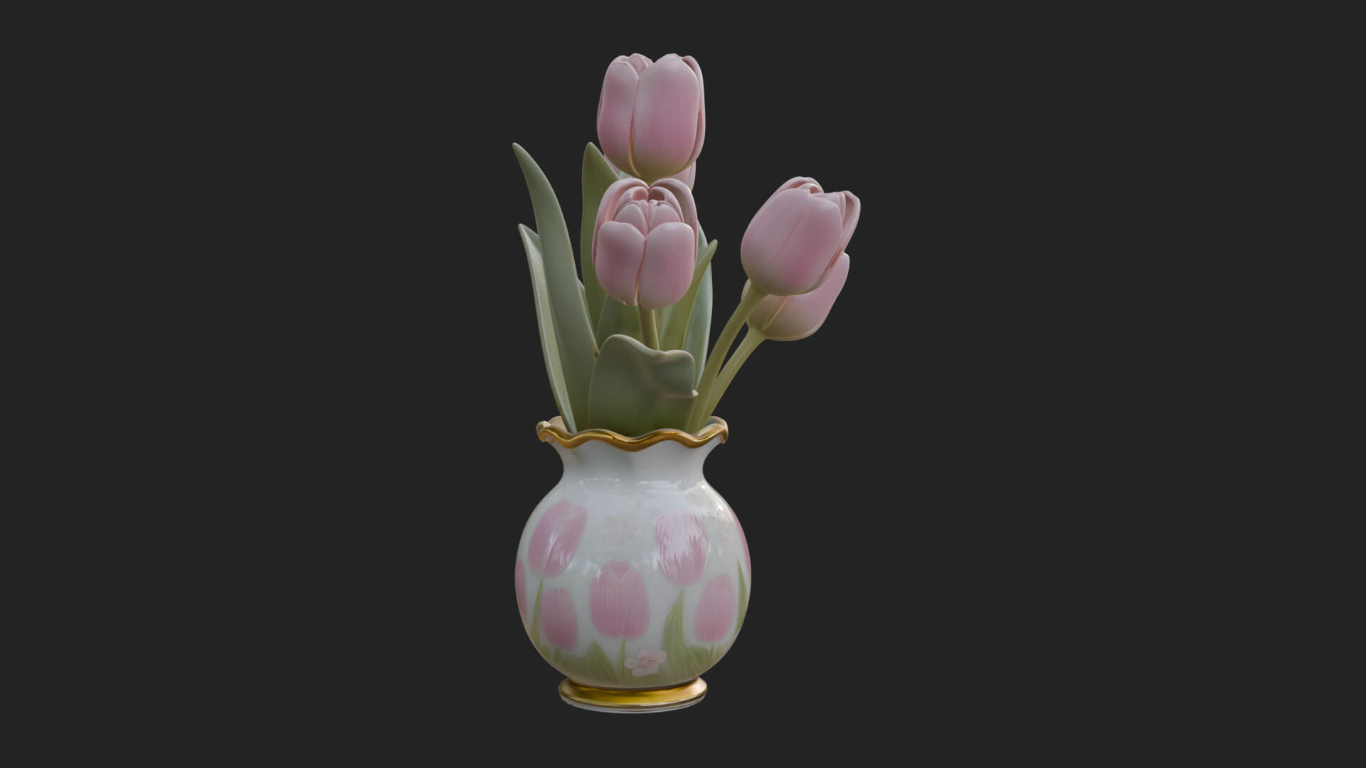 Tulip Bouquet Flower Vase Design 1 3D Print Model 3D Model