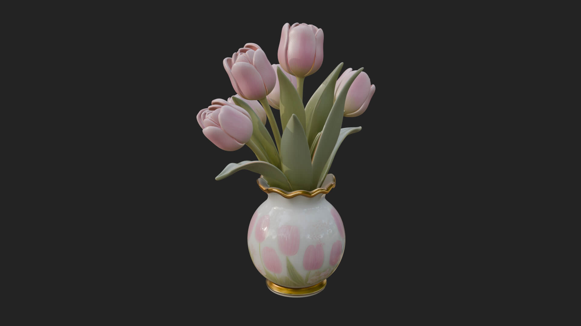 Tulip Bouquet Flower Vase Design 1 3D Print Model 3D Model