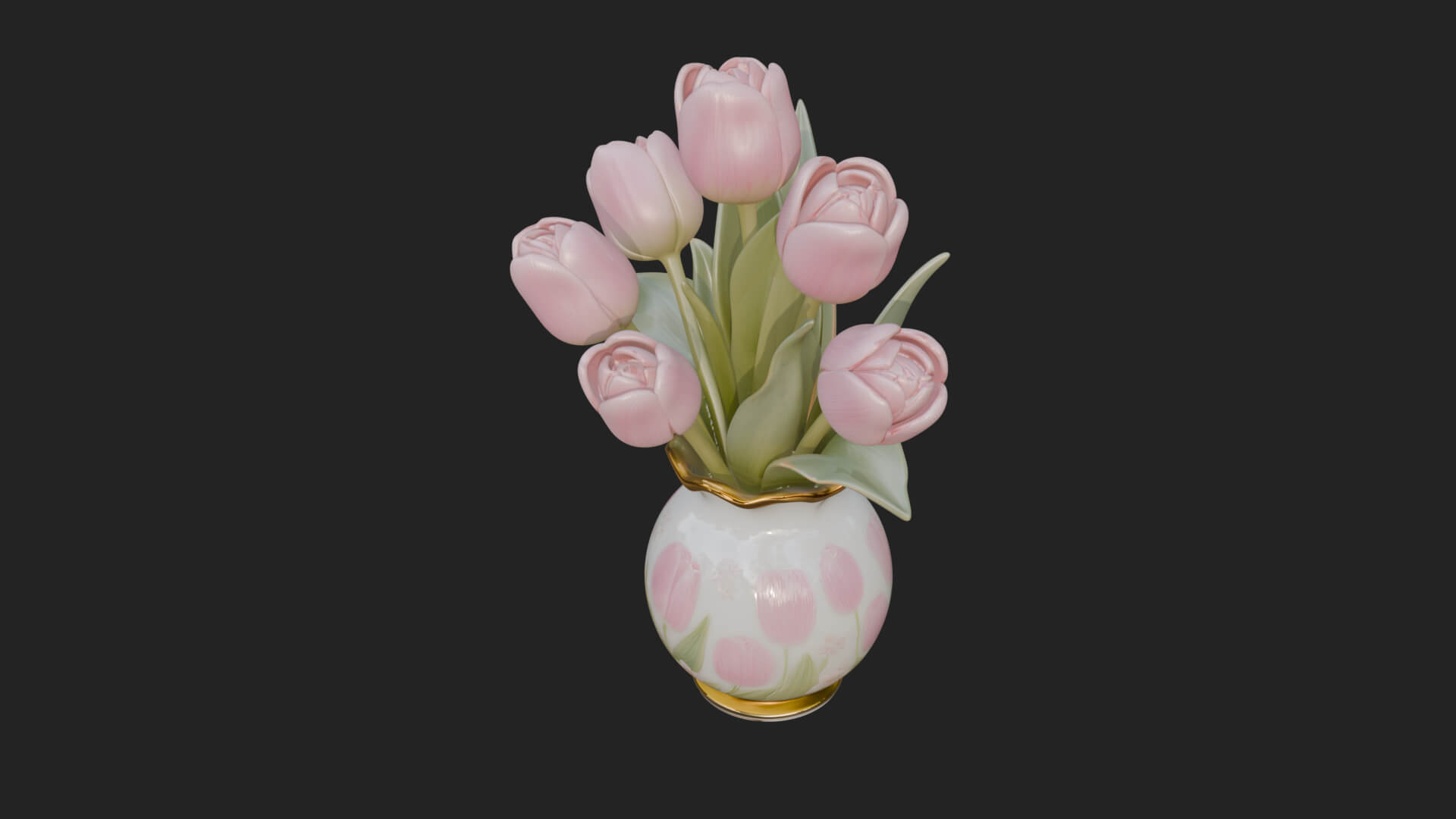 Tulip Bouquet Flower Vase Design 1 3D Print Model 3D Model
