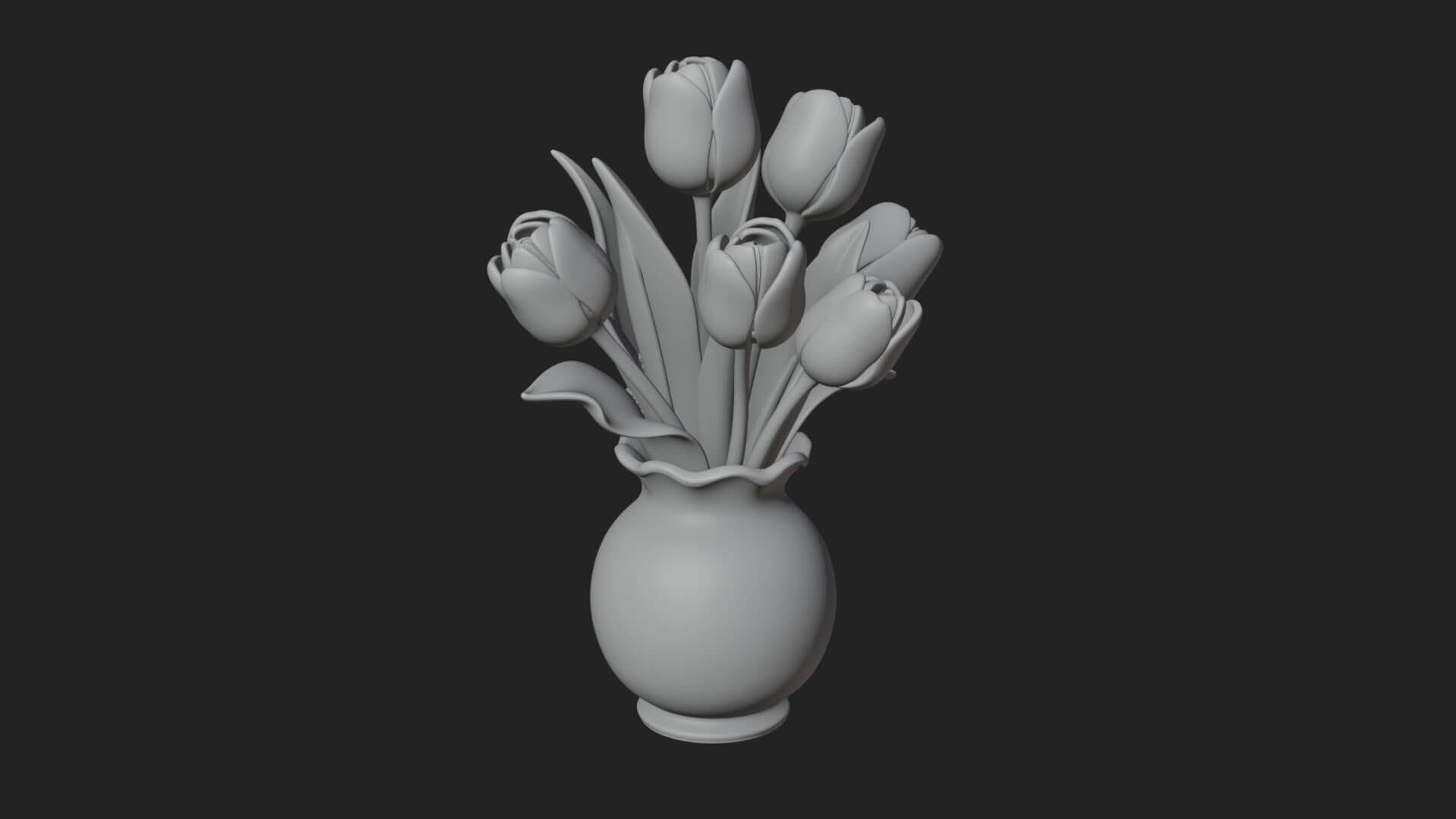 Tulip Bouquet Flower Vase Design 1 3D Print Model 3D Model