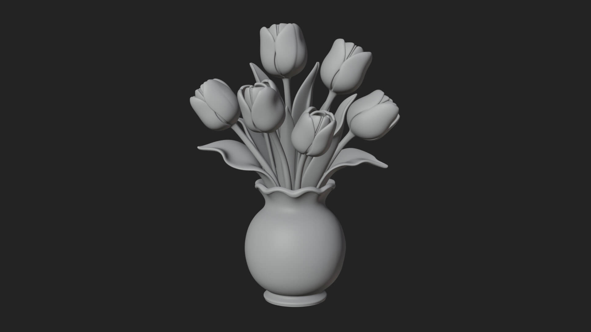 Tulip Bouquet Flower Vase Design 1 3D Print Model 3D Model