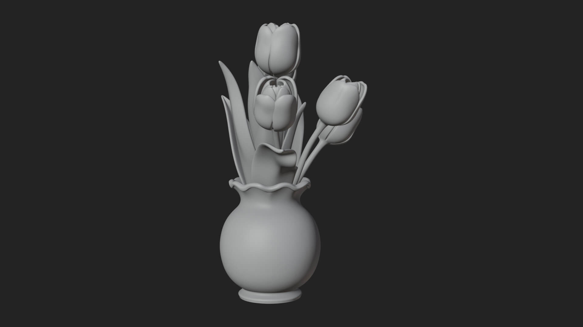 Tulip Bouquet Flower Vase Design 1 3D Print Model 3D Model