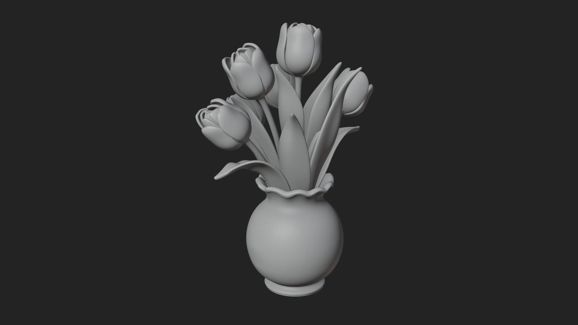 Tulip Bouquet Flower Vase Design 1 3D Print Model 3D Model