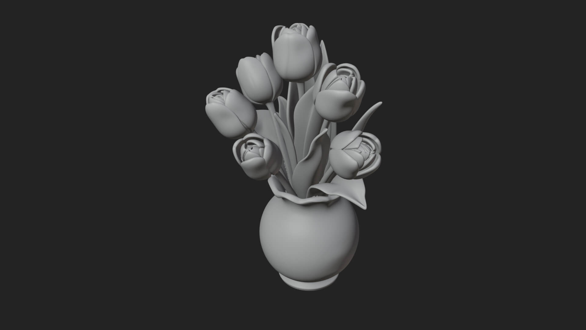 Tulip Bouquet Flower Vase Design 1 3D Print Model 3D Model