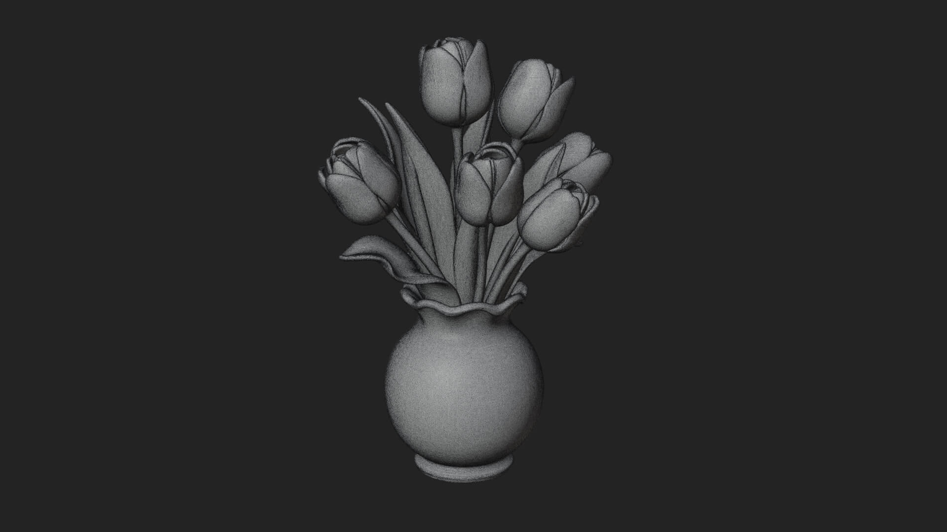 Tulip Bouquet Flower Vase Design 1 3D Print Model 3D Model